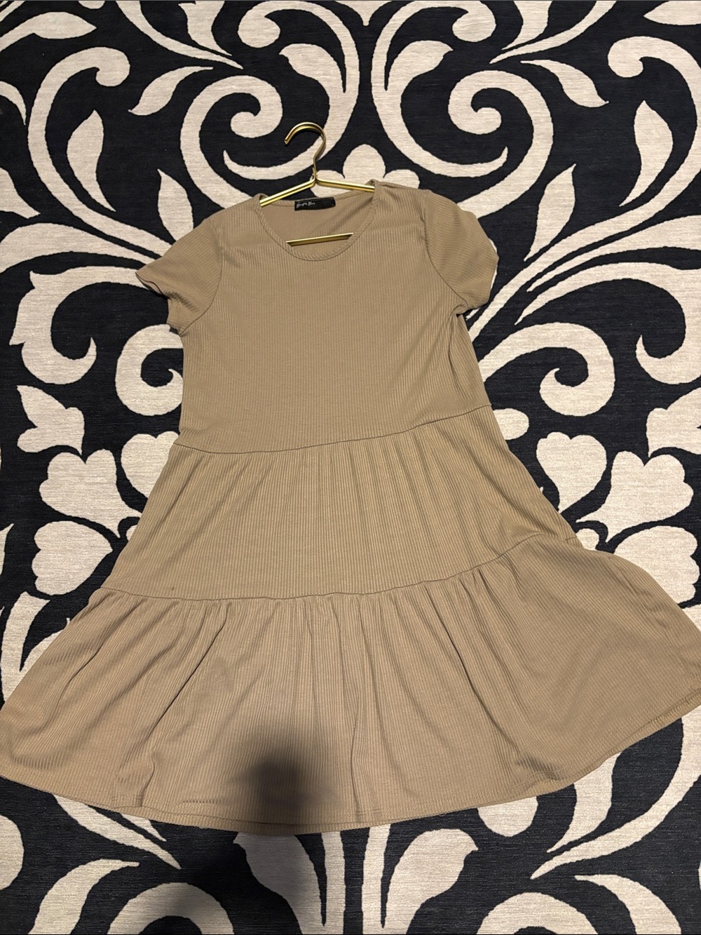 Short-Sleeve baby doll tan dress